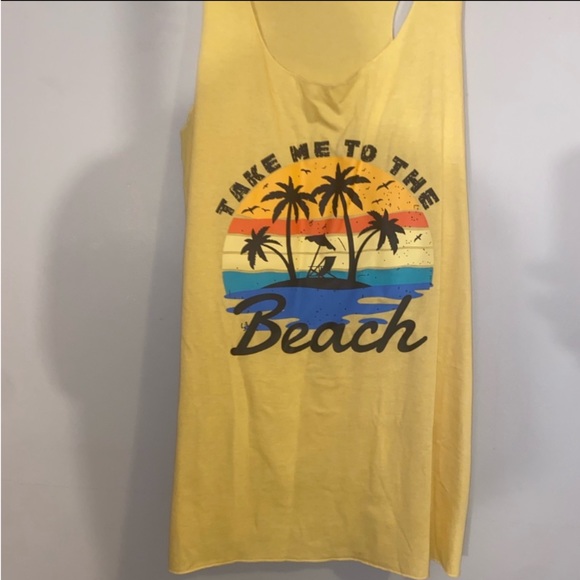 Golden Yellow Take me to the beach racer back tank top - Picture 6 of 9